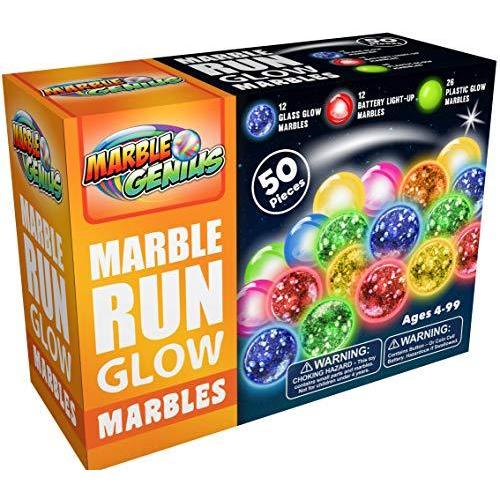 Marble Genius ビー玉50個 12個のライトアップ 点滅 12個のガラスグロー 26個のプラスチックグロー Ledライト付属 安価