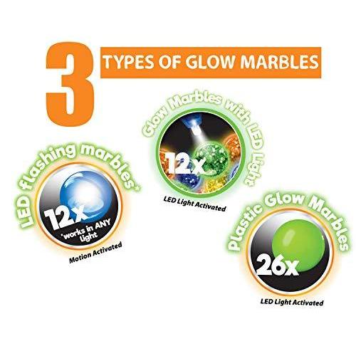 Marble Genius ビー玉50個 12個のライトアップ 点滅 12個のガラスグロー 26個のプラスチックグロー Ledライト付属 安価