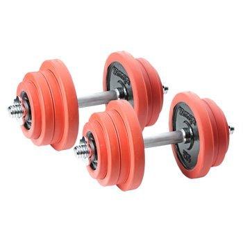 PURE RISE(ピュアライズ) ラバー付 ダンベル 片手 25KG 2セット 合計 50KG 両手用 (レッド) 