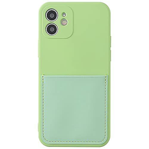 iPhone12ProMax グリーン スマホケース TPU iPhone ポケット付きケース かわいい グリーン