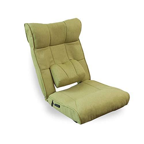 TVが見やすい腰楽レバー式座椅子 [ヘッドリクライニング/レバー式14段リクライニング] FHZ-マルク 明光ホームテック株式会社 (グリーン)