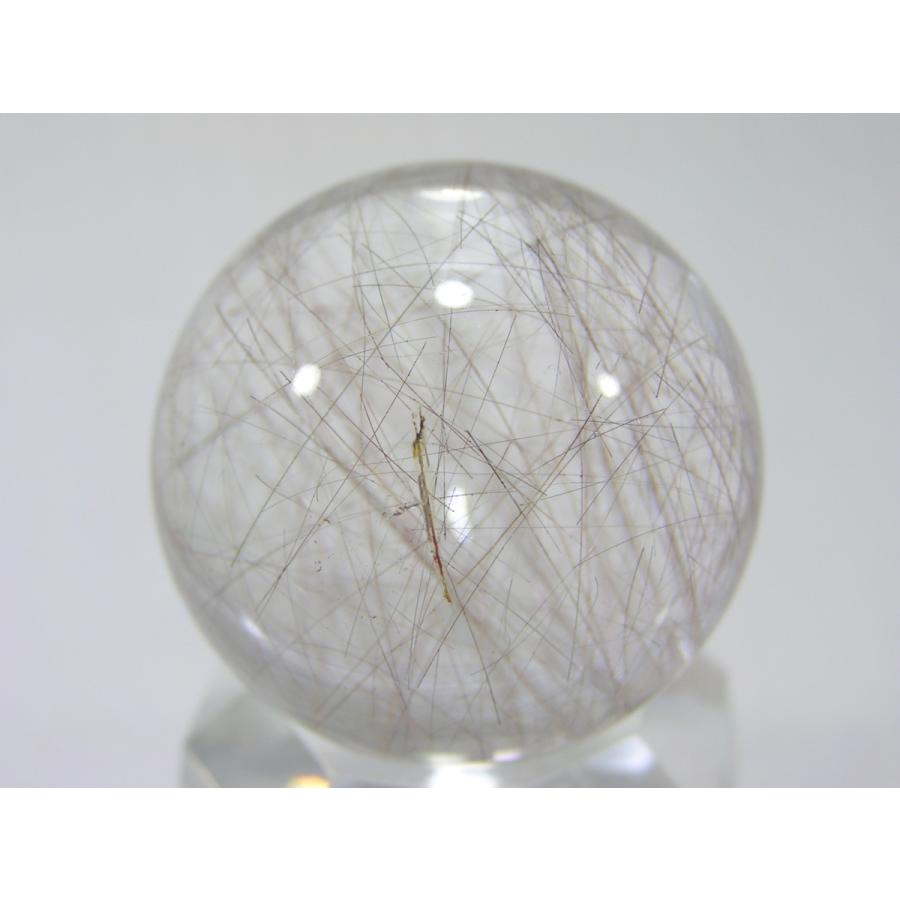 天然石 ルチルクォーツ（針水晶）原石 スフィア 丸玉 金運アップを願う