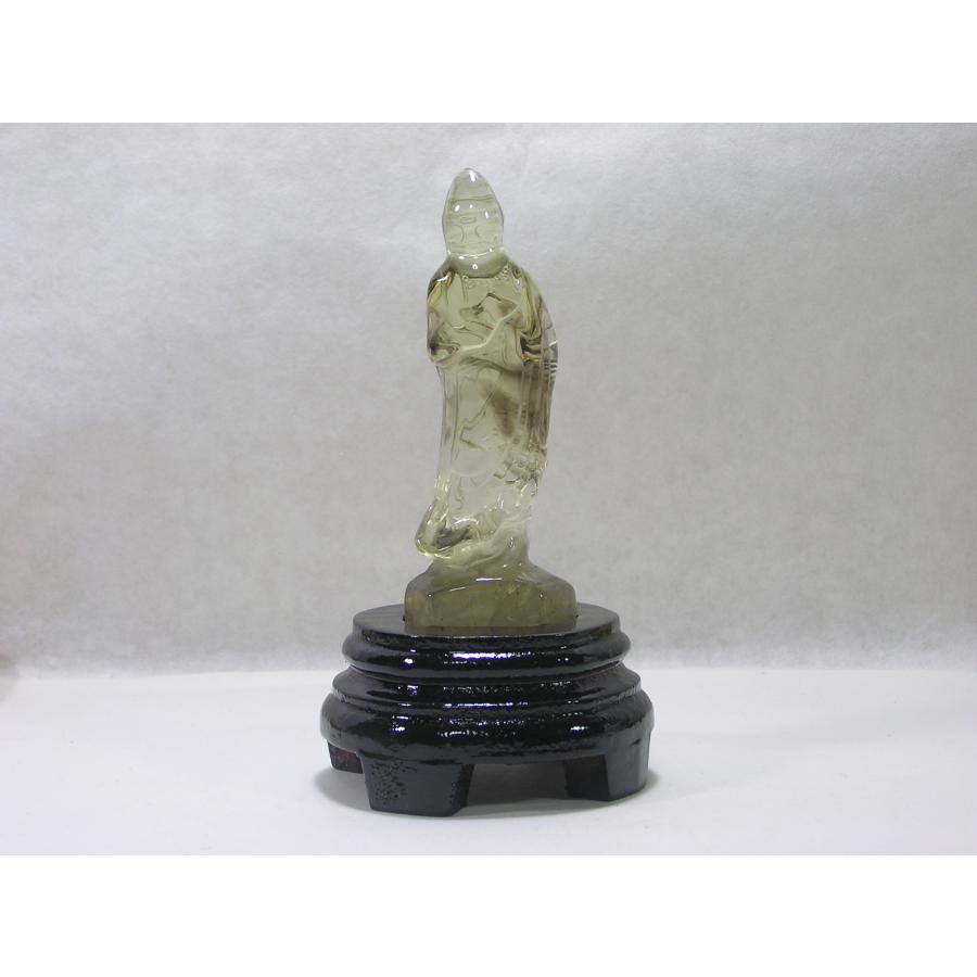 シトリン（黄水晶）・観音菩薩像（かんのんぼさつぞう）木製台座付き