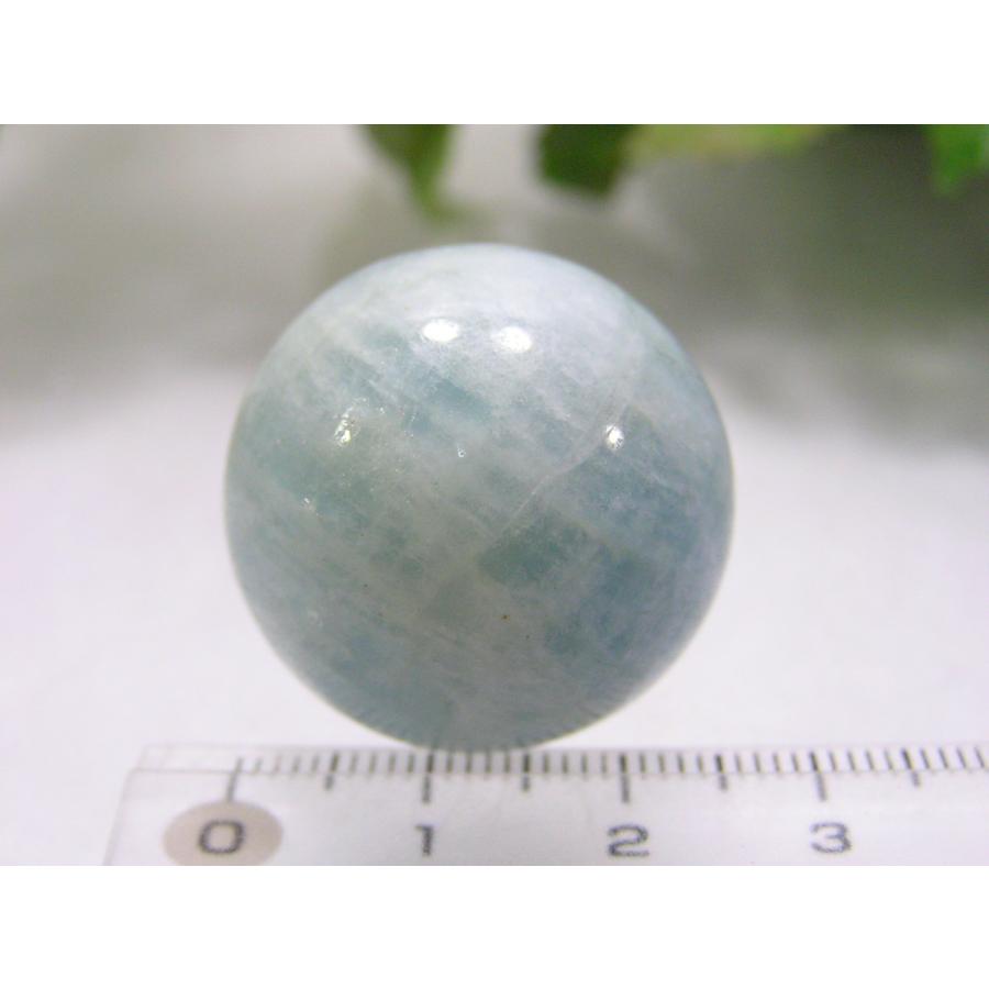 天然石 アクアマリン（藍玉）の 丸玉 パワーストーン 逸品 A150106-2