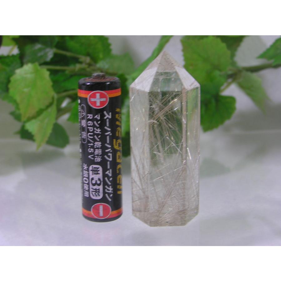 シルバー（プラチナ）ルチルクォーツポイント（針水晶六角柱）天然石