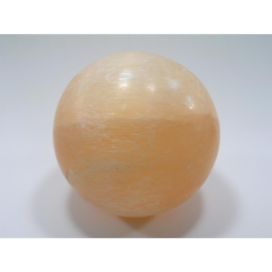 オレンジセレナイト（透石膏）原石 丸玉 木製台座付 天然石 原石