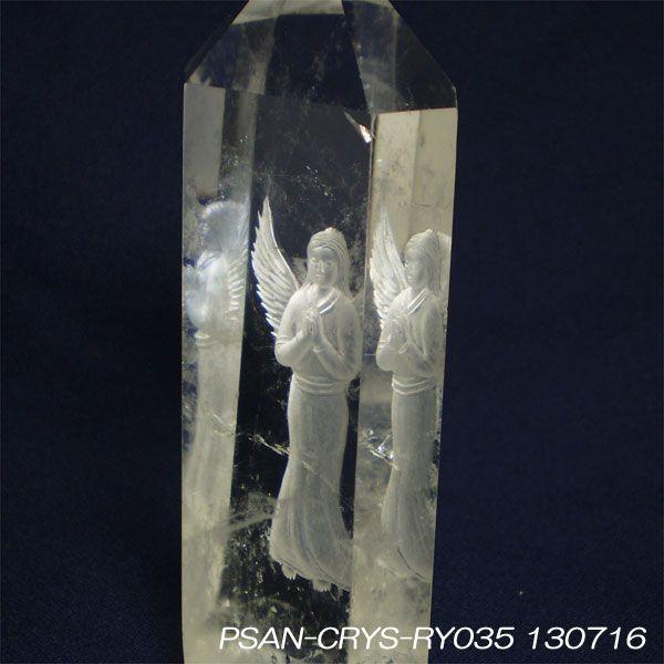 天然石水晶ポイント [女神彫刻]専用木製台座付き 風水天珠堂 : 風水天