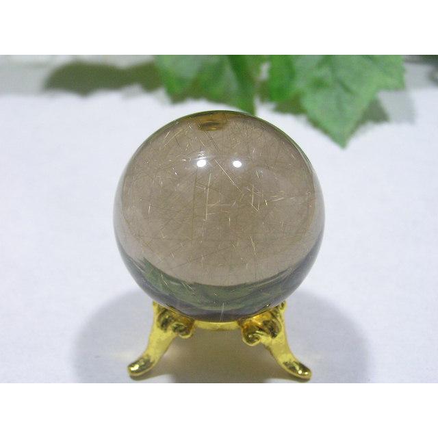 ルチルクォーツ（針水晶）スモーキールチル 38mm丸玉 天然石 原石 
