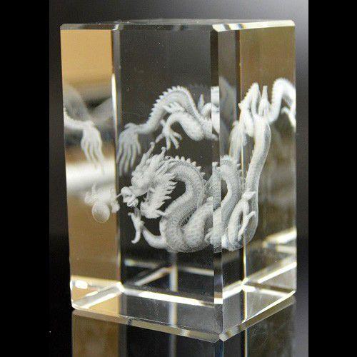 送料無料)NO-28 風水の高級クリスタルレーザー彫り置物□五本爪の皇帝