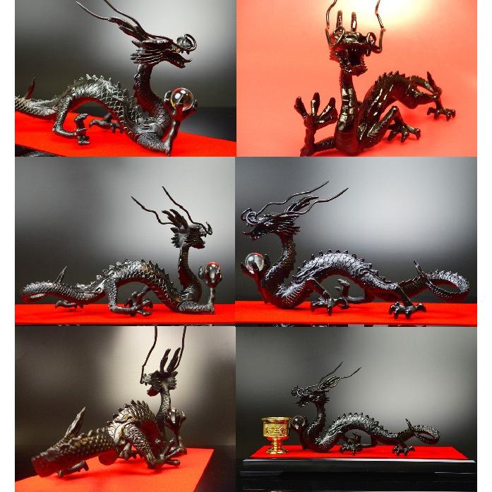 送料無料）NO-16《五本指の龍》◇銅製・覇王黒龍◇特典◇天然水晶玉