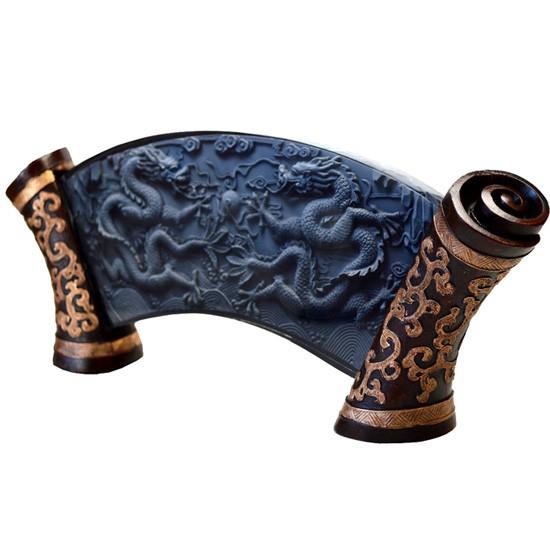 ５本爪龍2体彫りの置物 NO-30(送料無料)○五本爪の双龍○皇帝龍○五本指の龍○風水の
