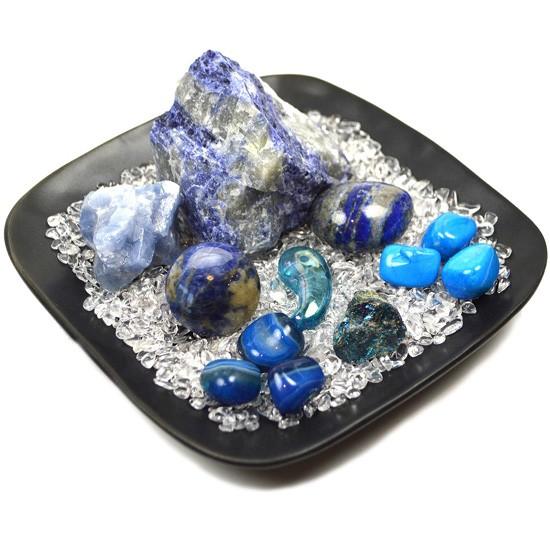 青白い天然石 送料無料）NO-23☆願い叶える！青い石浄化14点セット☆ブルーカル