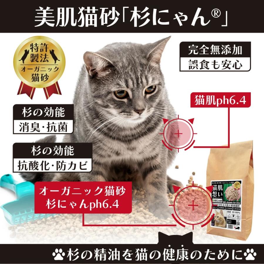 敏感肌用の猫砂 10L 大粒 ノンケミカル オーガニック 肌ケア 完全無添加  猫肌と同じph6.4  消臭 抗菌  木製 ネコ 猫 土に還る 日本製 TVメディア掲載 杉にゃん |  | 09