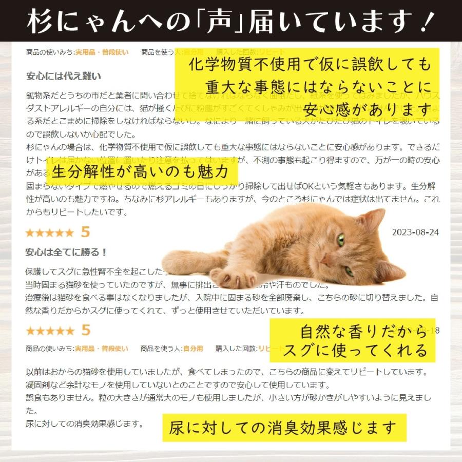 敏感肌用の猫砂 10L 小粒 ノンケミカル オーガニック 肌ケア 完全無添加  猫肌と同じph6.4  消臭 抗菌  木製 ネコ 猫 土に還る 日本製 TVメディア掲載 杉にゃん |  | 15
