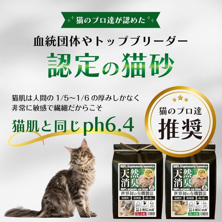 敏感肌用の猫砂 10L 小粒 ノンケミカル オーガニック 肌ケア 完全無添加  猫肌と同じph6.4  消臭 抗菌  木製 ネコ 猫 土に還る 日本製 TVメディア掲載 杉にゃん |  | 01