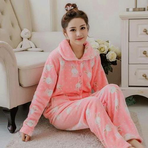 パジャマ レディース ルームウェア ふわもこ 前開き 上下セット 長袖