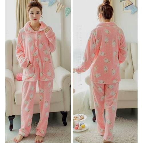 パジャマ レディース ルームウェア ふわもこ 前開き 上下セット 長袖