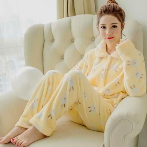 パジャマ レディース ルームウェア ふわもこ 前開き 上下セット 長袖