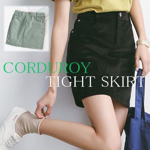 スカート レディース 膝丈 ミニスカート タイト コーデュロイ