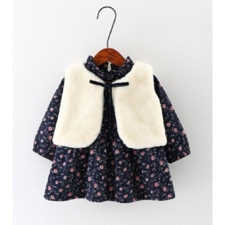 子供服 女の子 赤ちゃん ベビー ワンピース 花柄 秋服 冬服 モコモコ ベスト付 可愛い 29 お洋服 Fuwaly 通販 Yahoo ショッピング