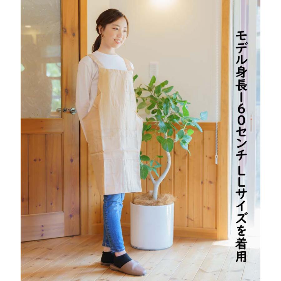 布和里 撥水加工 H型 エプロン 女性用 ワークエプロン ノーアイロン