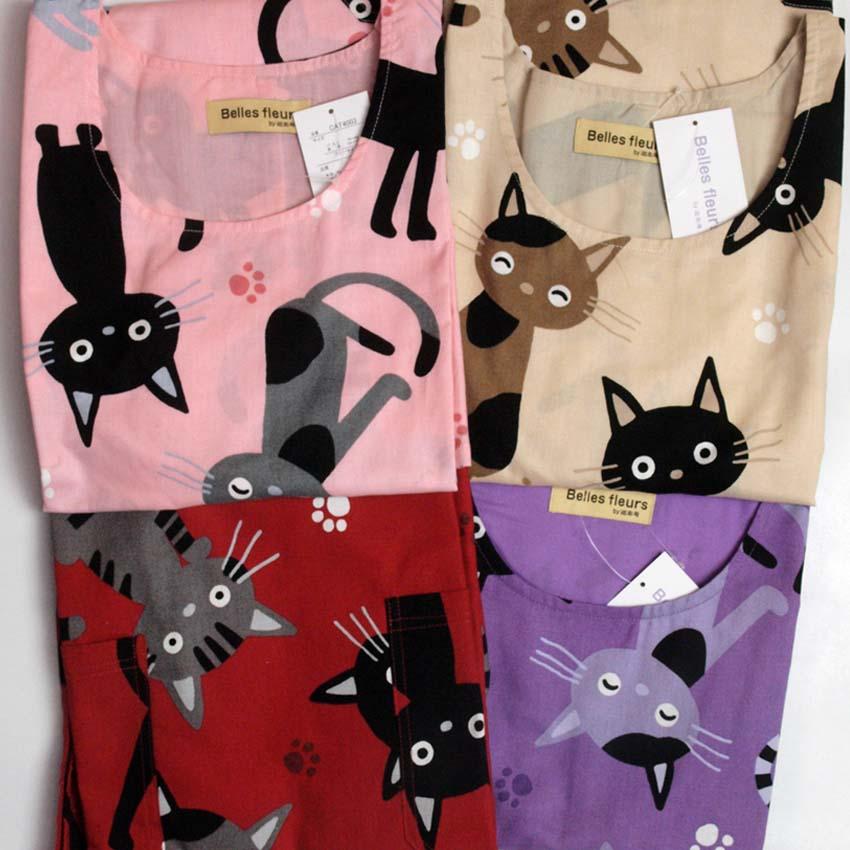 布和里 エプロン サイドボタン かわいい 猫柄 生地は日本製 保育士