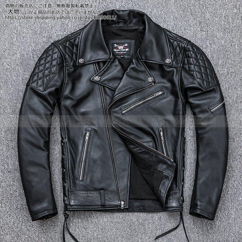 一番人気物 ライダース バイク 革ジャン メンズ 本革 レザージャケット 送料無料 ワイルドなデザインで男らしい 本革的な革ジャン 牛革 レザーコート ミリタリー ブランド 細身 スリムタイプ ミディアム ダブル ジャケット Rideshare2vote Com