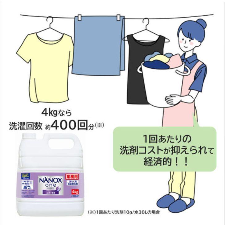 ナノックスワン LION ライオン トップ 洗濯洗剤 液体洗剤　詰め替え 大容量 4kg 4L ニオイ専用 プレミアム抗菌処方 洗剤 蛍光剤無配合｜fuxerisuhora｜07