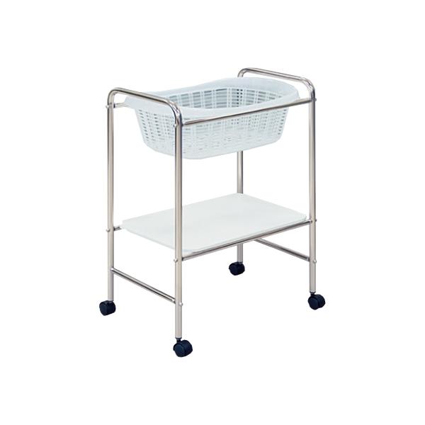 S型レザー棚付脱衣カゴホワイト