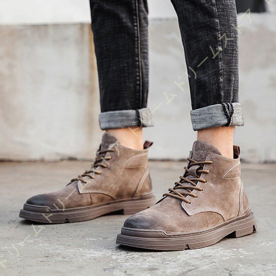 ショートブーツ メンズ 本革 メンズブーツ 小さいサイズ レザー レース