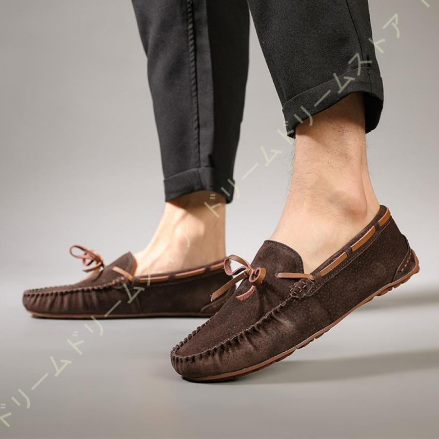 メンズ ドライビングシューズ 軽量 スリッポンシューズ スエード