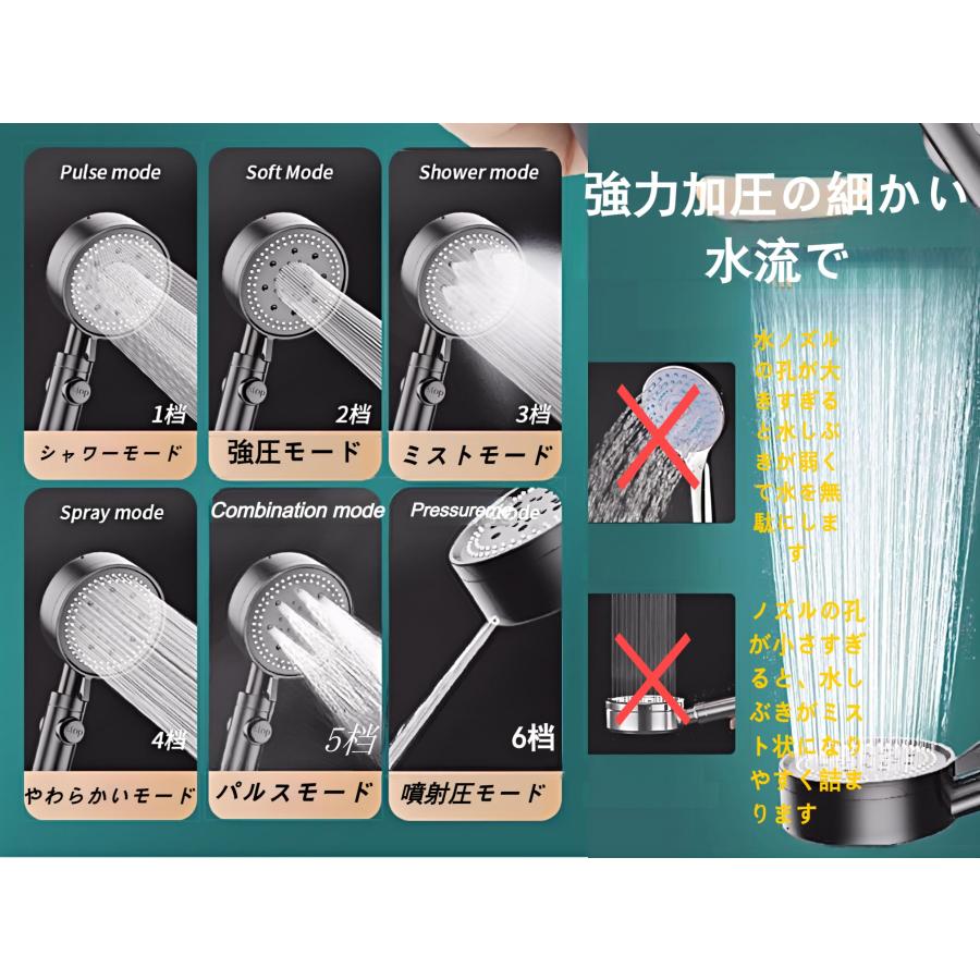 加圧シャワーヘッド シャワー一式（ヘッド・ホース・固定金具