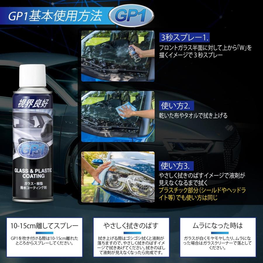 GP1 (ジーピーワン) ガラス 樹脂用 撥水コーティング 204ml 車
