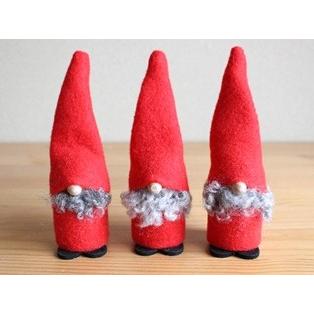 フェルトサンタ トムテ 人形 24cm スペーゲル Spegels レッド グレー