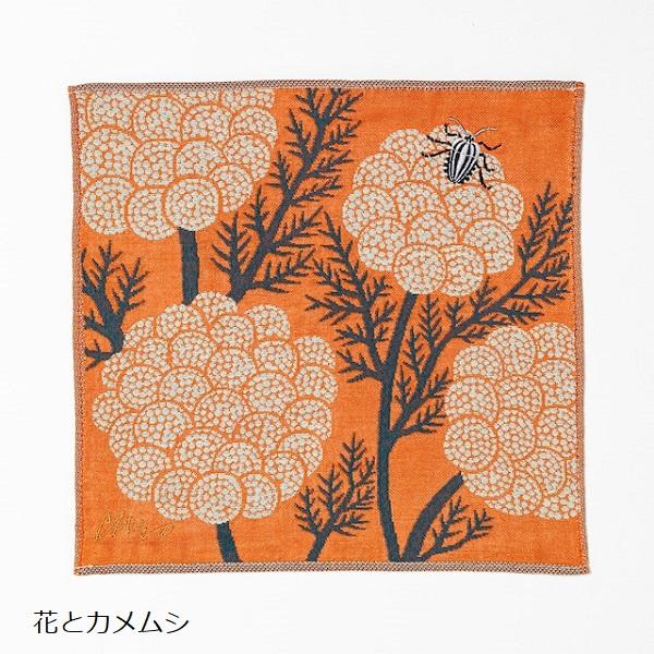 moritaMiW ガーゼ ハンカチ カマキリ ゾウムシ カメムシ 花 虫 刺繍