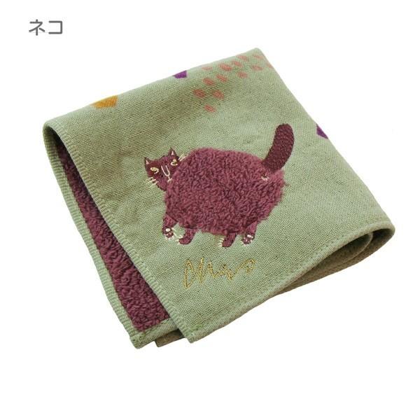 moritaMiW タオルハンカチ ガーゼ パイル ハンカチ ウサギ ネコ