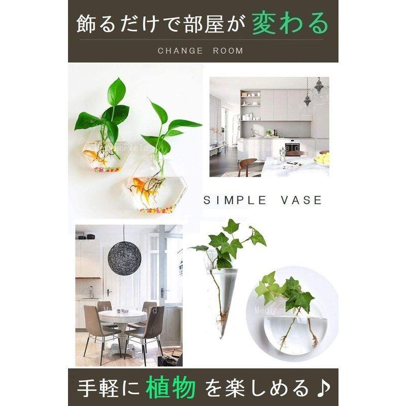 Medianfield ガラス 花瓶 3個 フック セット 壁掛け ミニ 一輪挿し おしゃれ 多肉植物 エアプランツ アンティーク 雑貨 サ 楽天