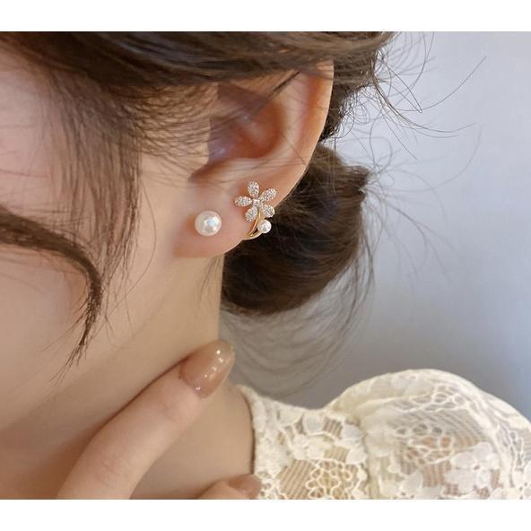 スタッド ピアス レディース シルバー925 花 CZダイヤ キュービック 