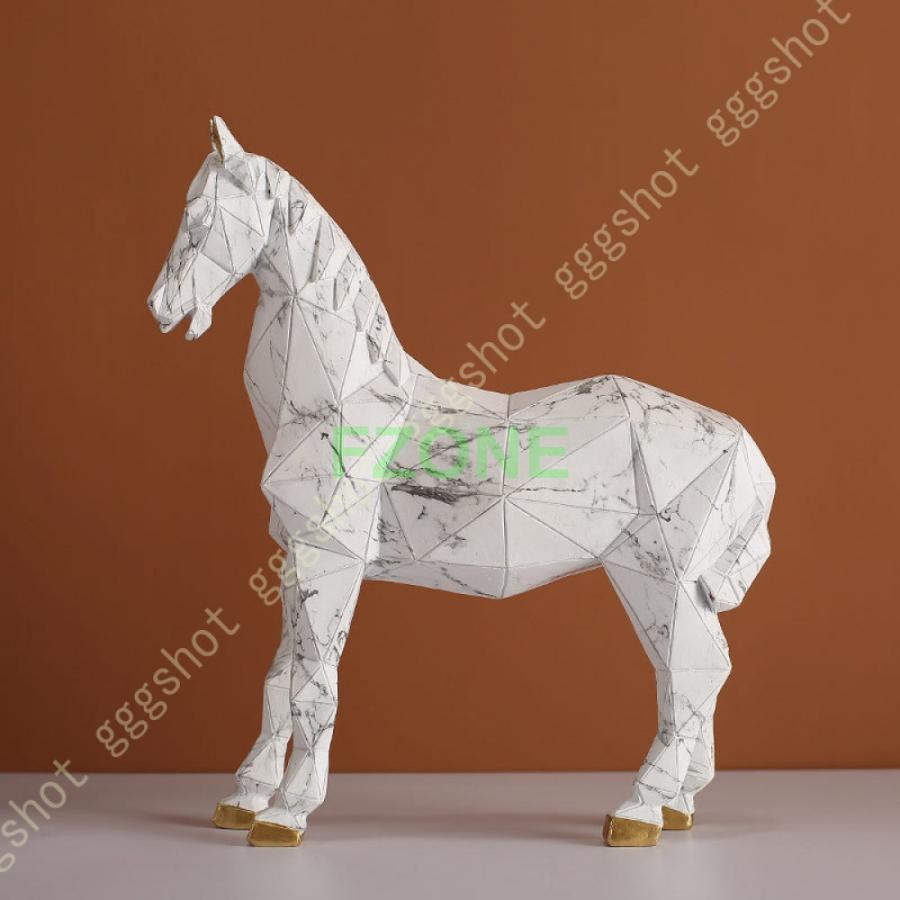馬の彫刻 おしゃれな馬の装飾 馬の装飾 ホームモダン ホームインテリア 置物 フィギュア 抽象 幾何 樹脂工芸品 ホームデコレーション 馬の親子 かわいい お店｜fzone｜03