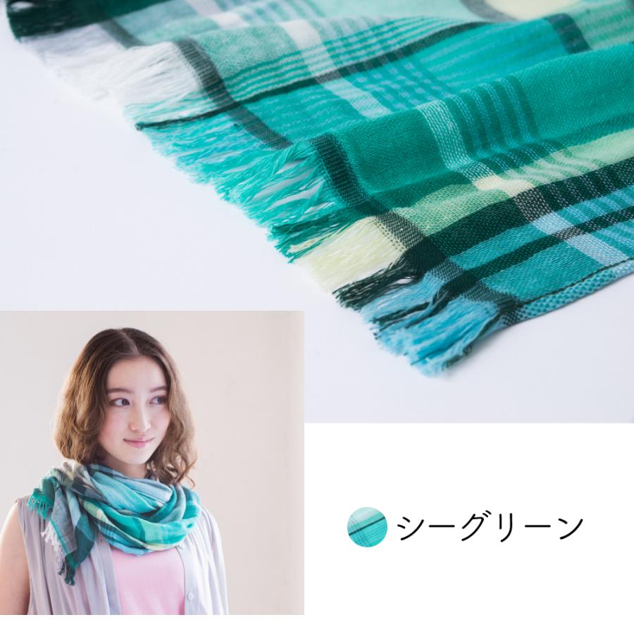 今治 ストール ミストチェックマフラー 日本製 UVカット 綿 コットン