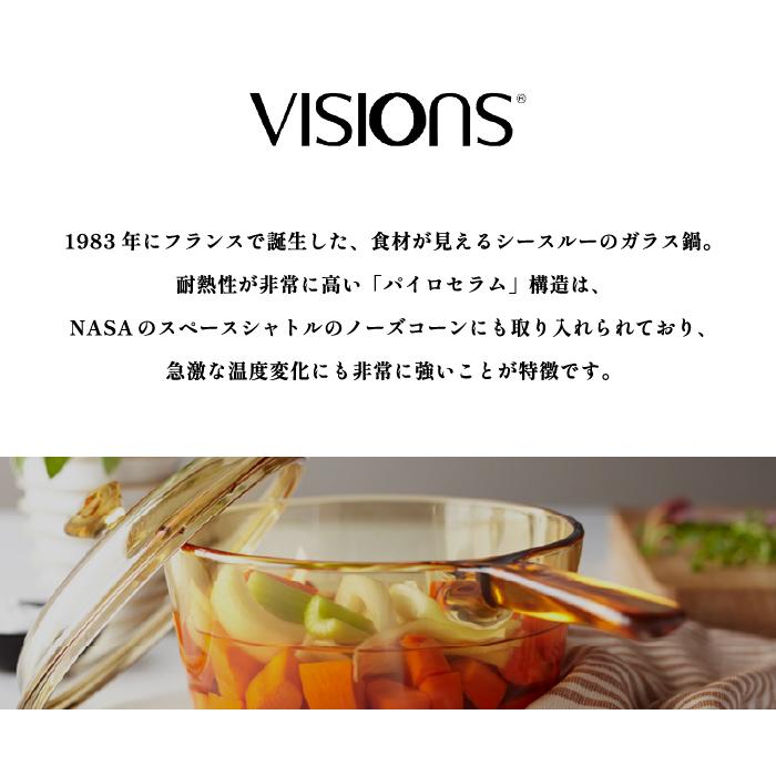 ガラス 鍋 直火 VISIONS スープポット 3.5L 両手鍋 蓋 ガラス製 透明鍋