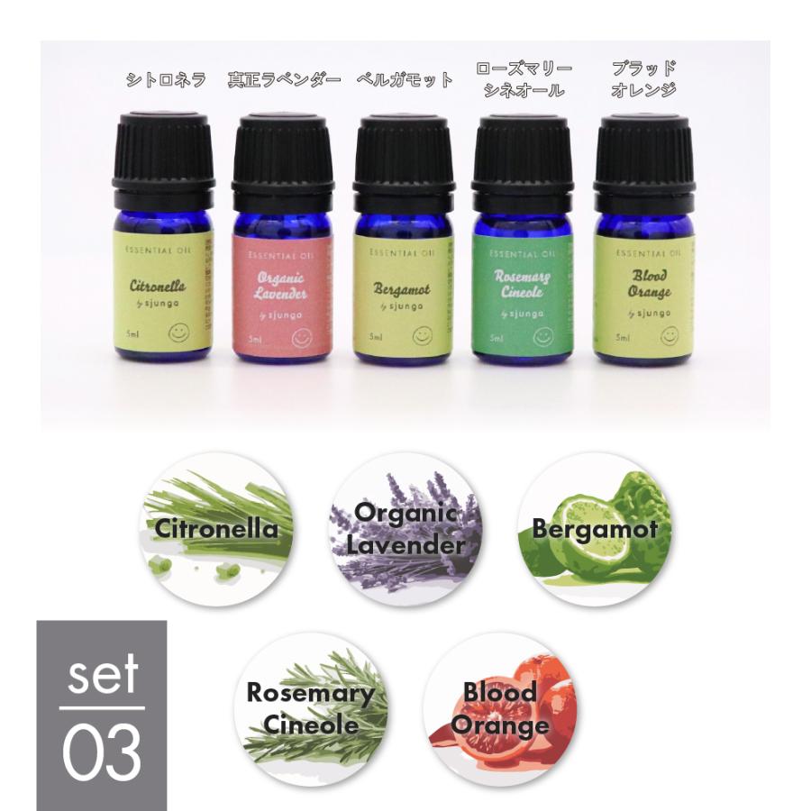 エッセンシャルオイル 5ml×5本 セット アロマオイル 精油 100