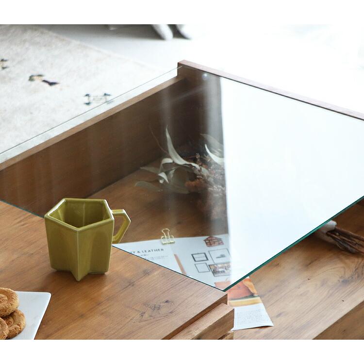 センターテーブル リビングテーブル ローテーブル ガラステーブル コーヒーテーブル おしゃれ 木製 無垢材 ガラス 収納 引き出し モダン シンプル 日本製｜g-balance｜06