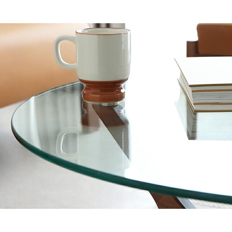 リビングテーブル センターテーブル 丸型 幅80cm 高さ40cm ガラス