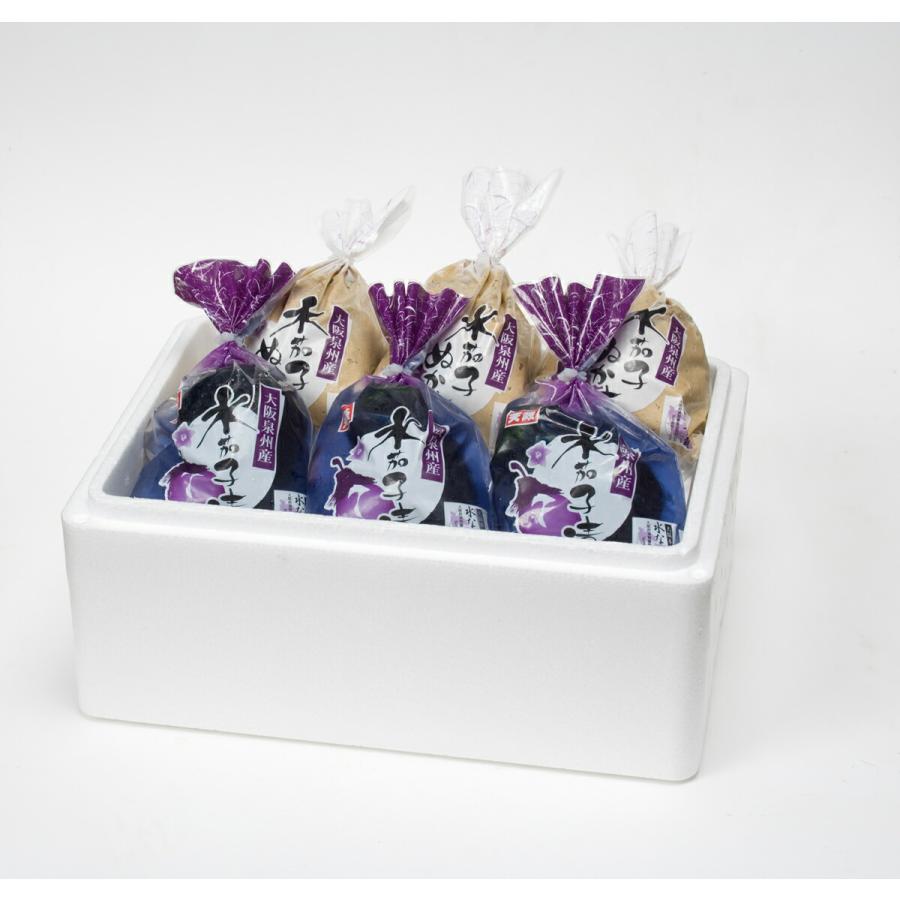 天政松下 大阪泉州産 特選 水なす漬 ぬか漬3袋 浅漬3袋 計6袋 送料無料