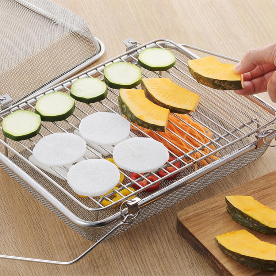ヨシカワ 暮らし良い道具 ステンレス角型干しかご 2段(スノコ付) 送料