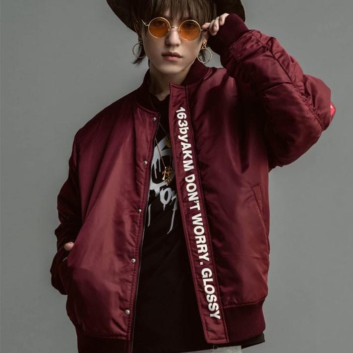 a トリプルエー 末吉秀太 コラボ 163byakm イチロクサンバイエイケイエム ロゴプリント Ma 1ジャケット ワイン Bao 805 G Field 通販 Yahoo ショッピング