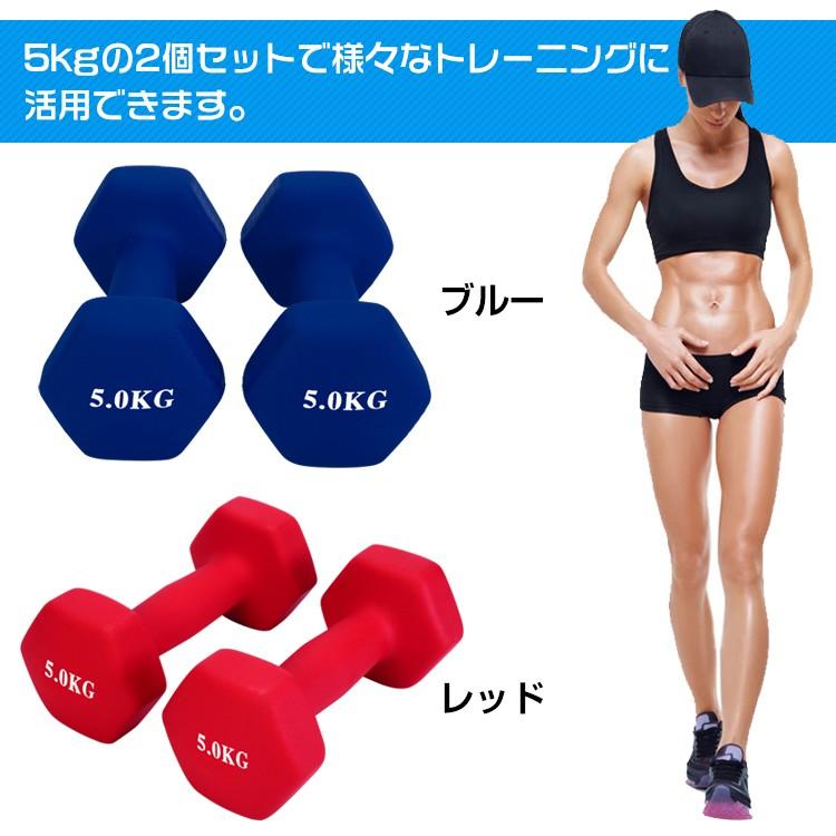 カラーダンベル フィットネス ダンベルトレーニング エクササイズ 5kg