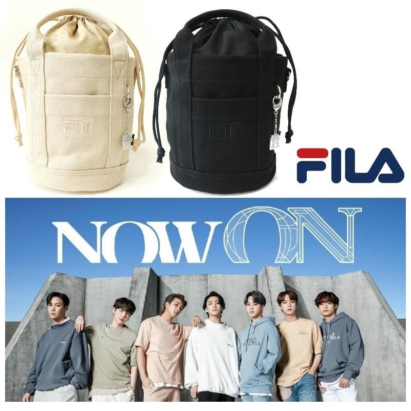 フォトカード付き FILAxBTS コラボ バケットバッグ ボディバッグ トート バッグ  2WAY 防弾少年団 韓国 K-POP 鞄 BAG ギフト プレゼント BTS NOW ON BUCKET BAG｜g-field