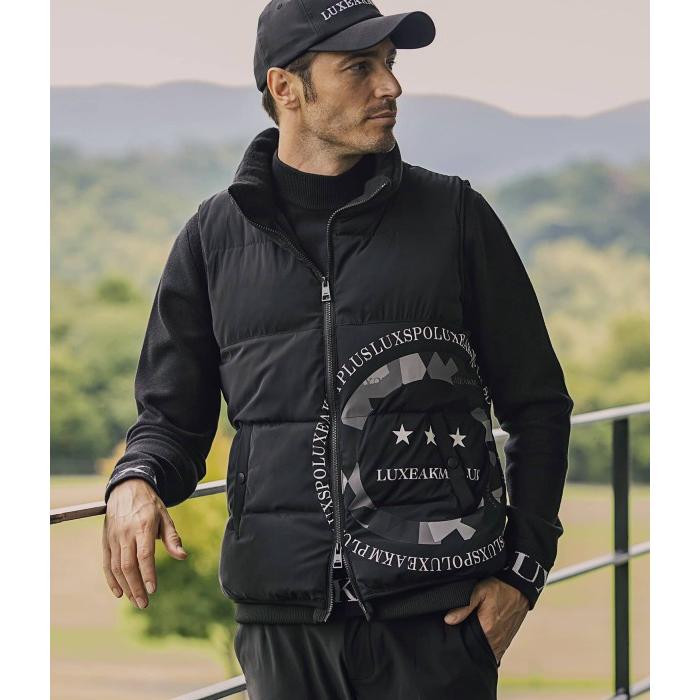 LUXE AKM PLUS SALE セール バイカラーサークルロゴパデッドベスト
